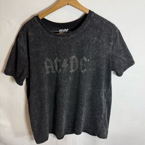AC/DC Sparkle Distressed Wash T-shirt Ladies Large (12-14) EUC